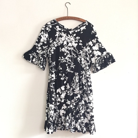 ASOS Dresses & Skirts - ASOS Faux Wrap Mini Dress Black White Floral